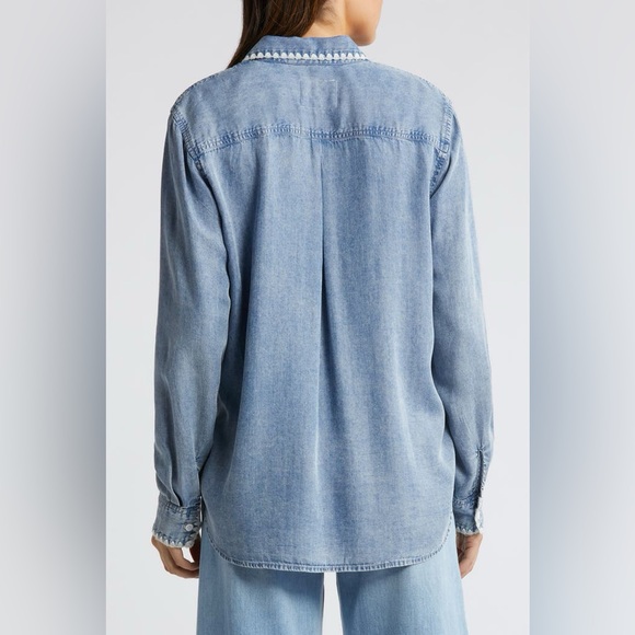 Rails Saya Button Up Tencel Shirt With Embroidered Details XS NWT - Picture 2 of 14